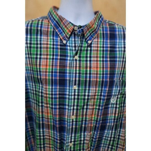 Chaps Mens Plaid Button-Down Shirt 3XB/3XLT Easy Care Cotton/Polyester Blend Wit - Picture 1 of 6